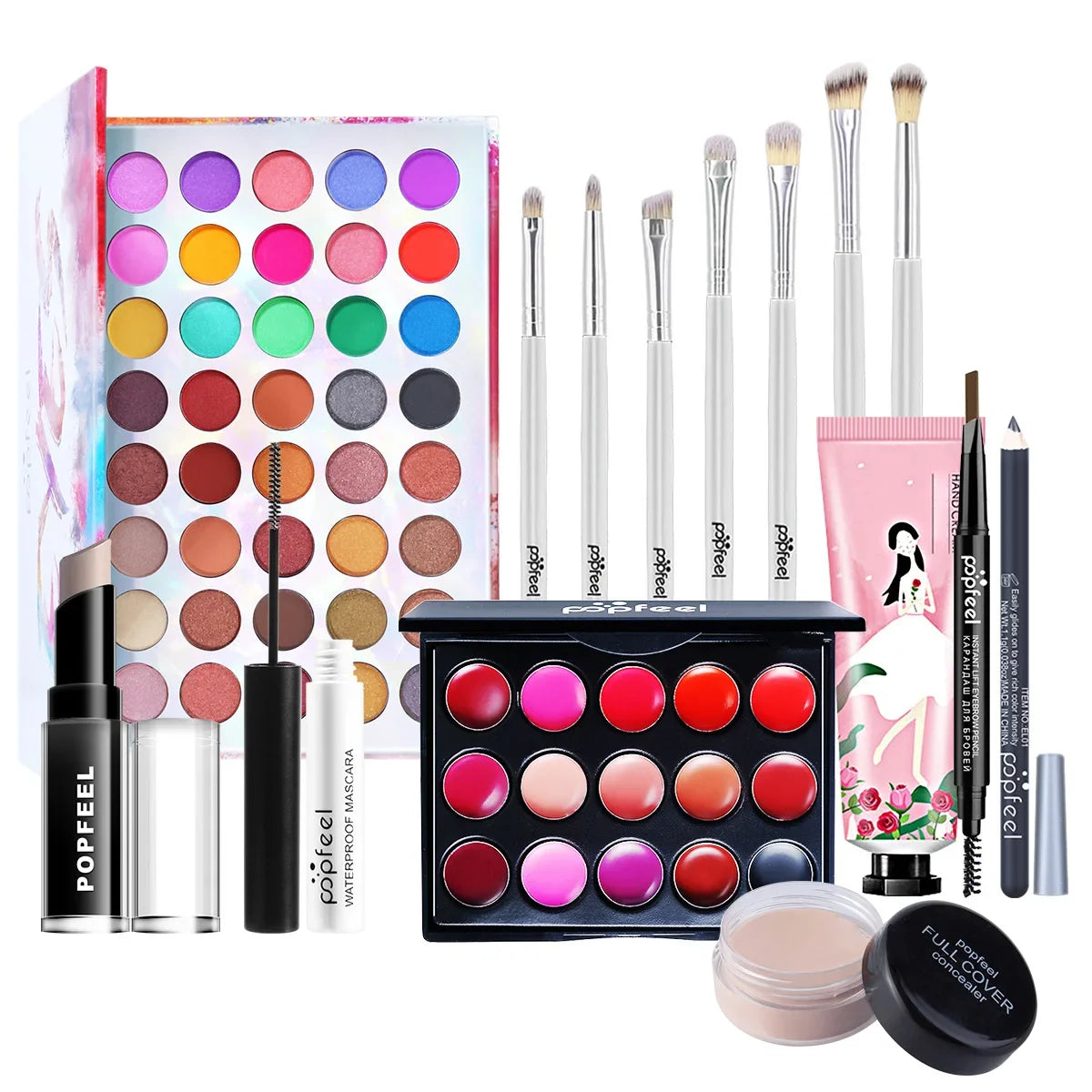 POPFEEL all-in-one makeup kit with eyeshadow palette, brushes and gloss by Silcy Skin on Tampa Home & Garden Store