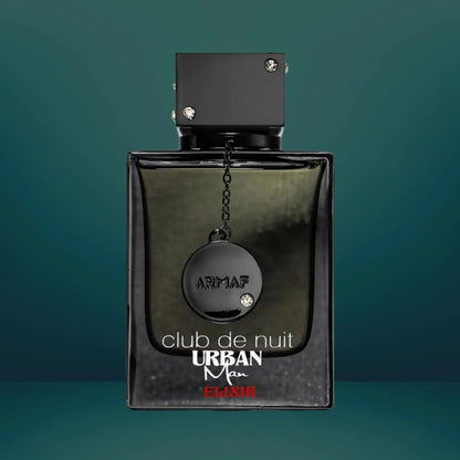 Armaf Club de Nuit Urban Man Elixir EDP bottle with square black cap and crystal accents on Tampa Home & Garden Store