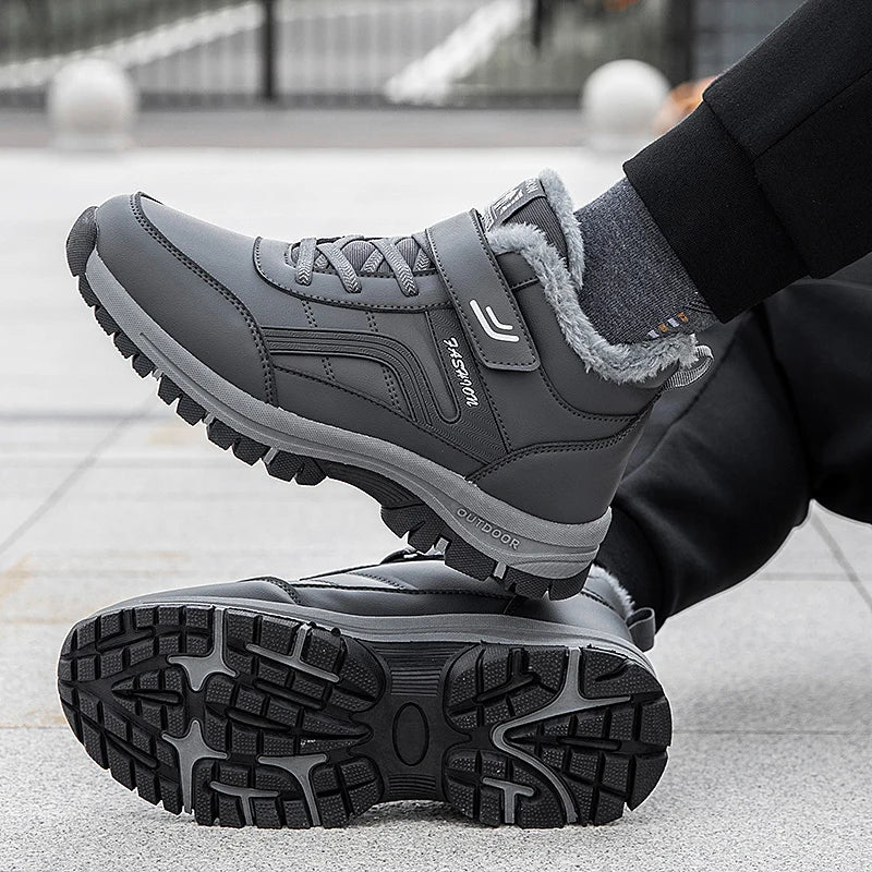 Winter boots for men waterproof gray with faux fur collar by UpTrend Deals on Tampa Home & Garden Store
