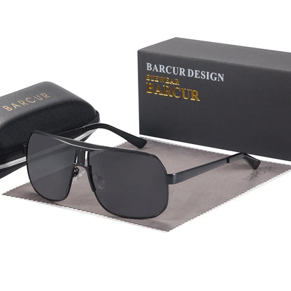 BARCUR polarized men's sunglasses with black frame and gradient lenses; with case and box on Tampa Home & Garden Store