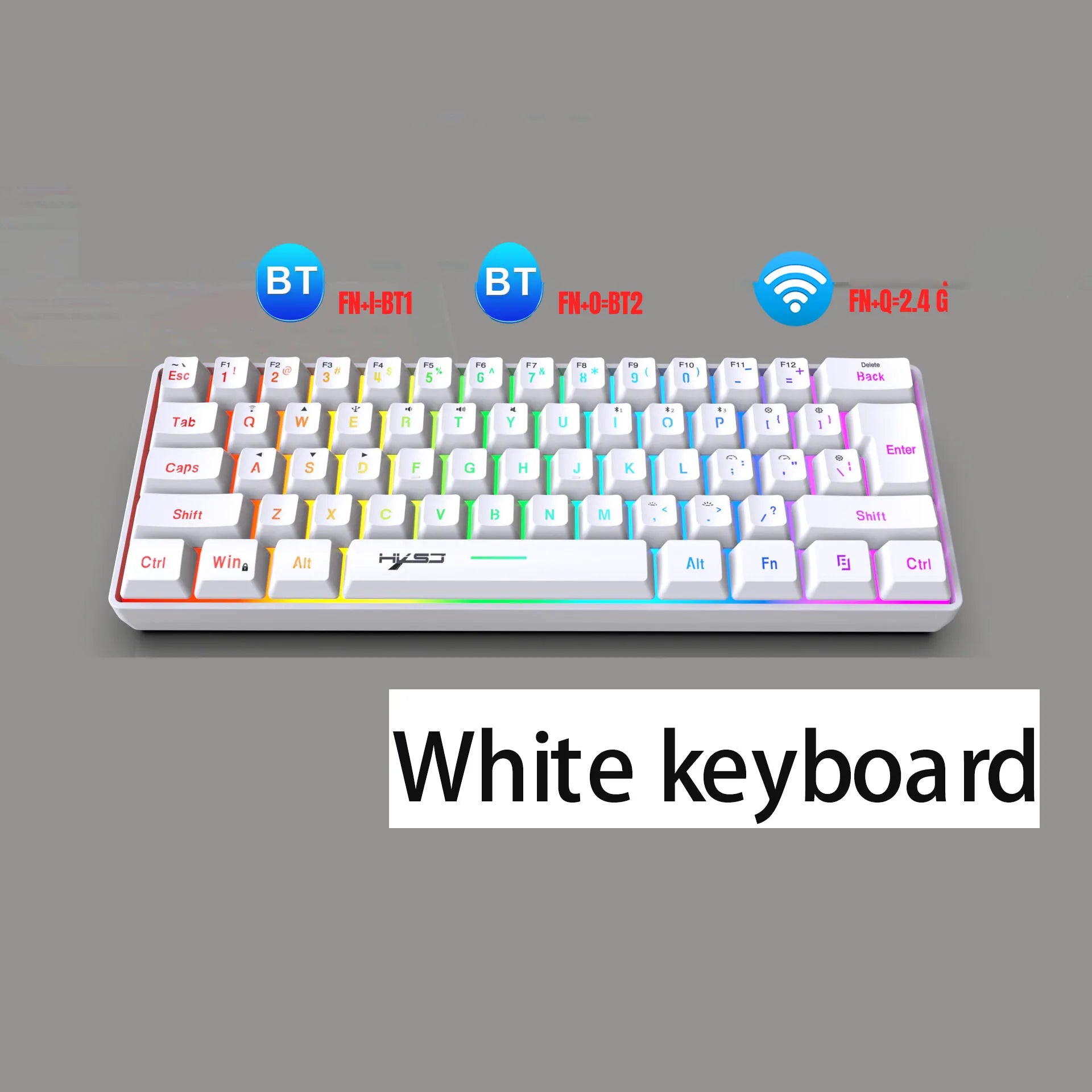 FLIPSTYLEZLLC white wireless keyboard and mouse set, 60% compact RGB backlit 2.4GHz/Bluetooth on Tampa Home & Garden Store