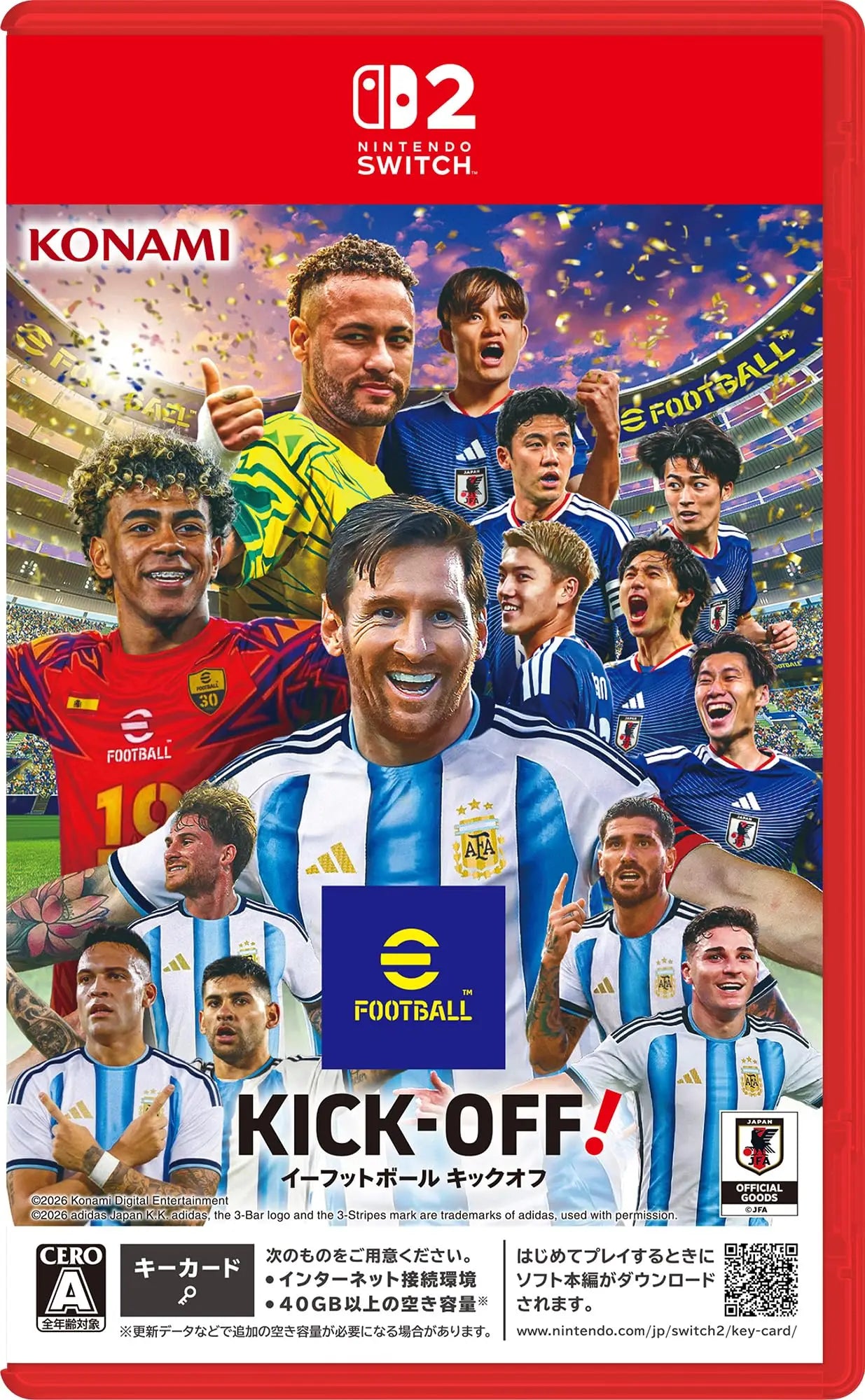 Nintendo Switch 2 Kick-Off football game cover with Konami branding and soccer players red case on Tampa Home & Garden Store