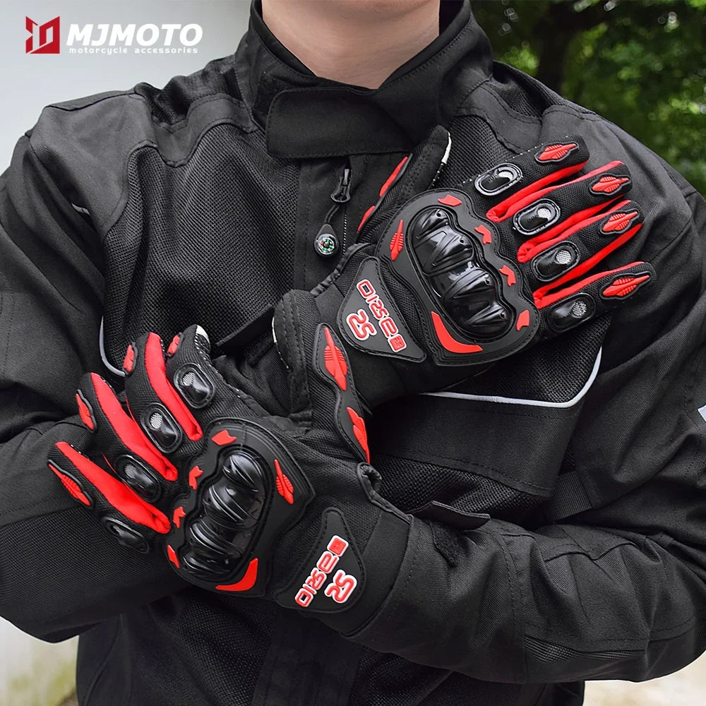 BikerZoneZ windproof gloves, black/red, knuckle protection, touchscreen compatible on Tampa Home & Garden Store