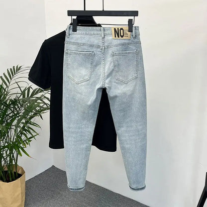 Men's skinny jeans in light wash denim, slim fit with back pockets on Tampa Home & Garden Store