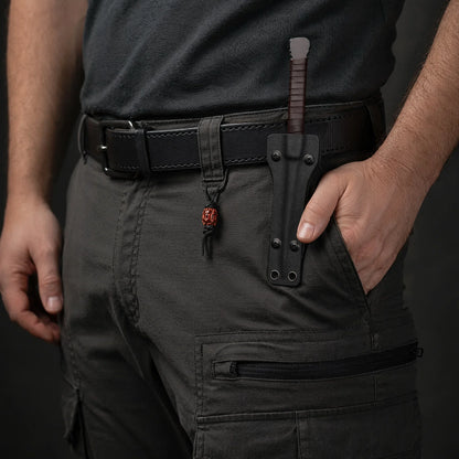 Compact Steel and Leather Camping Knife Tool