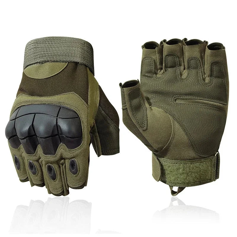 Tactical motorcycle gloves with knuckle protection, green, BikerZoneZ touch design, 2 pack on Tampa Home & Garden Store