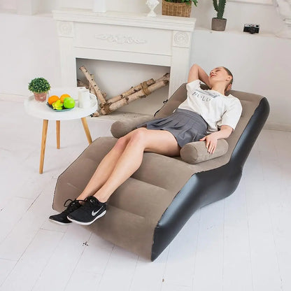 Folding Lazy Sofa Inflatable Lounge Chair Thick Durable Gaming Lounger Air Bed Seat