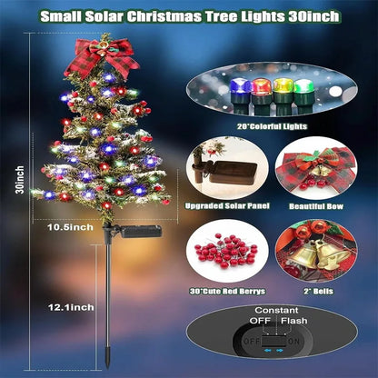 Perfecsy solar Christmas tree light for outdoor use, 30in stake with 20 LEDs, bow and berries on Tampa Home & Garden Store