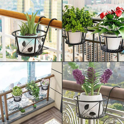 Iron Balcony Hanging Flower Rack And Pot Holder