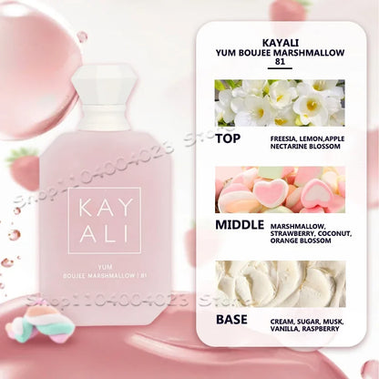 Kayali Yum Boujee Marshmallow 100ml EDP bottle with pink gradient glass on Tampa Home & Garden Store