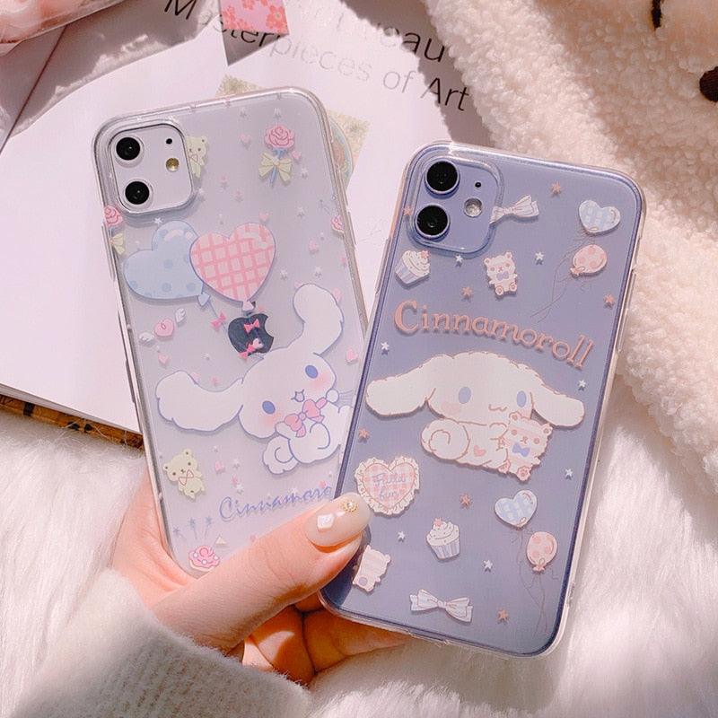 Stevvex iPhone cartoon case duo with Cinnamoroll dog, pastel clear backs for iPhone 11–14 on Tampa Home & Garden Store