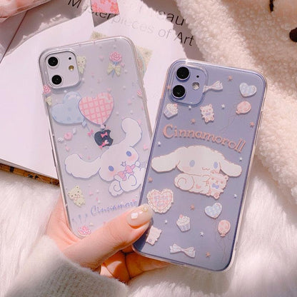 Stevvex iPhone cartoon case duo with Cinnamoroll dog, pastel clear backs for iPhone 11–14 on Tampa Home & Garden Store