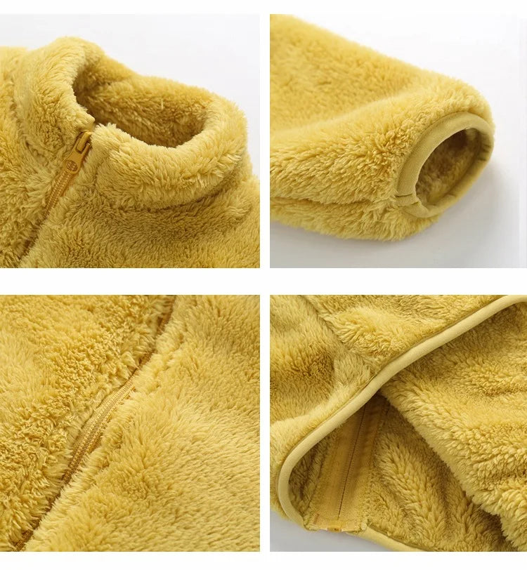 Kids Winter Coat Warm Fleece Jacket yellow plush fleece with zipper UpTrend Deals on Tampa Home & Garden Store