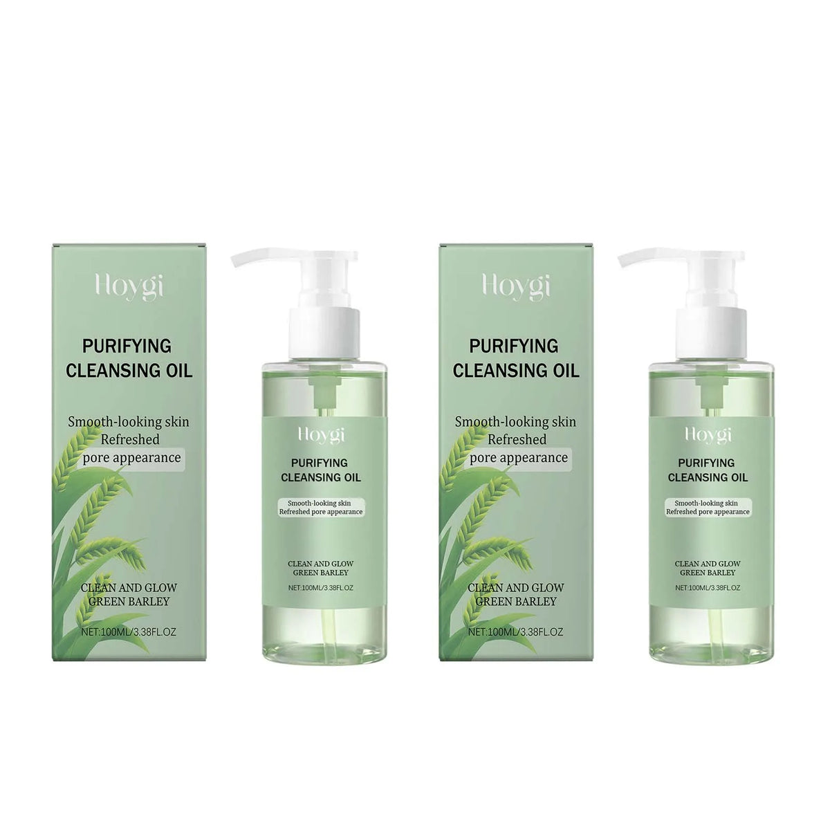 Purifying cleansing oil set of 2 bottles in green Hoygi packaging with pumps, 100ml on Tampa Home & Garden Store
