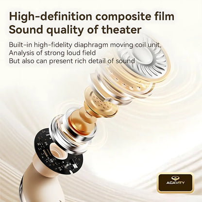 2-in-1 true wireless in-ear earphones with Bluetooth, 9D stereo, gold internals, ACAVITY on Tampa Home & Garden Store