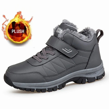 Men's waterproof winter boots gray with plush fur lining and Velcro strap UpTrend Deals on Tampa Home & Garden Store