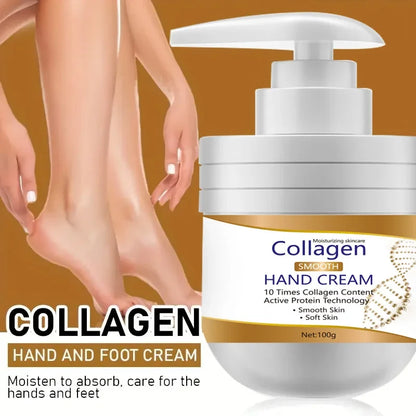 Collagen Hand Cream by Silcy Skin in a white pump bottle; moisturizing for hands and feet on Tampa Home & Garden Store