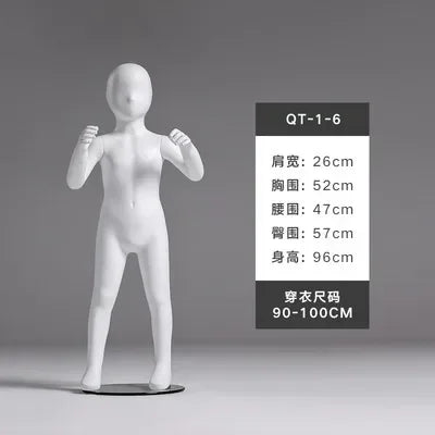 Kids full-body mannequin by Decorbites, white child display stand with measurement tag on Tampa Home & Garden Store