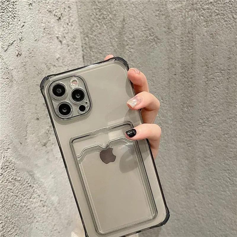 Transparent Card Slot Case For Iphone With Holder