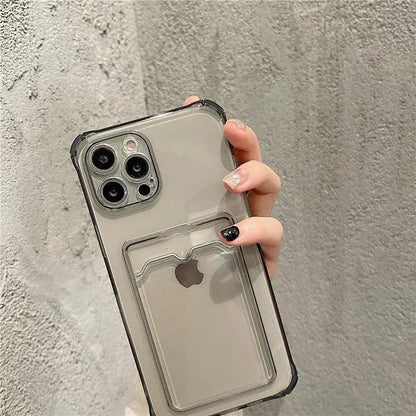 Transparent Card Slot Case For Iphone With Holder
