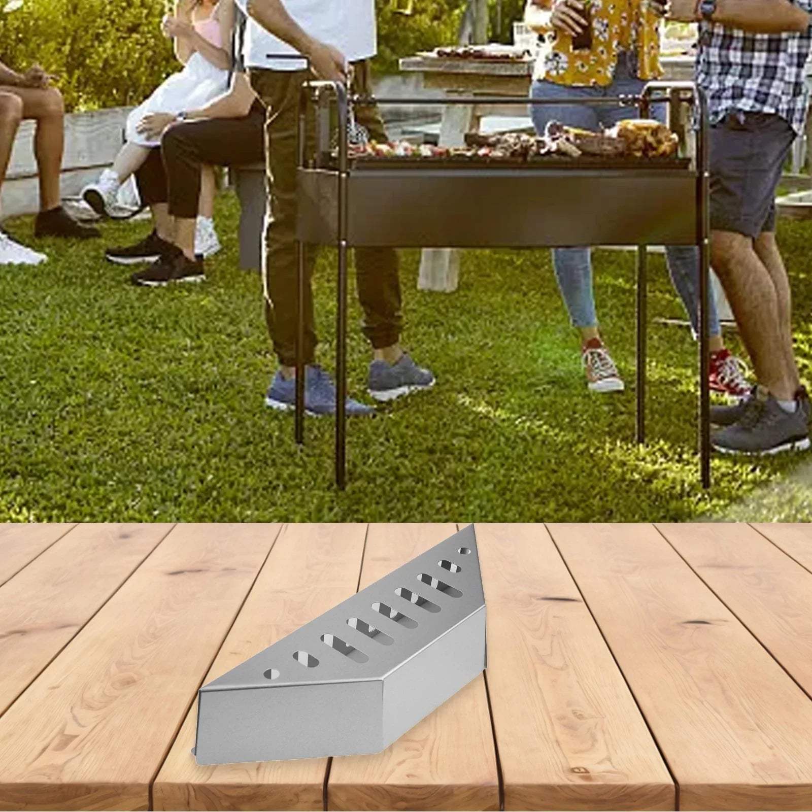 FLIPSTYLEZLLC carbon grilling basket, rectangular gray portable steel outdoor grill basket on Tampa Home & Garden Store