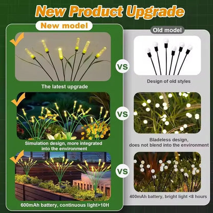 Perfecsy solar firefly swaying garden light, outdoor waterproof LED reed lamp for pond on Tampa Home & Garden Store
