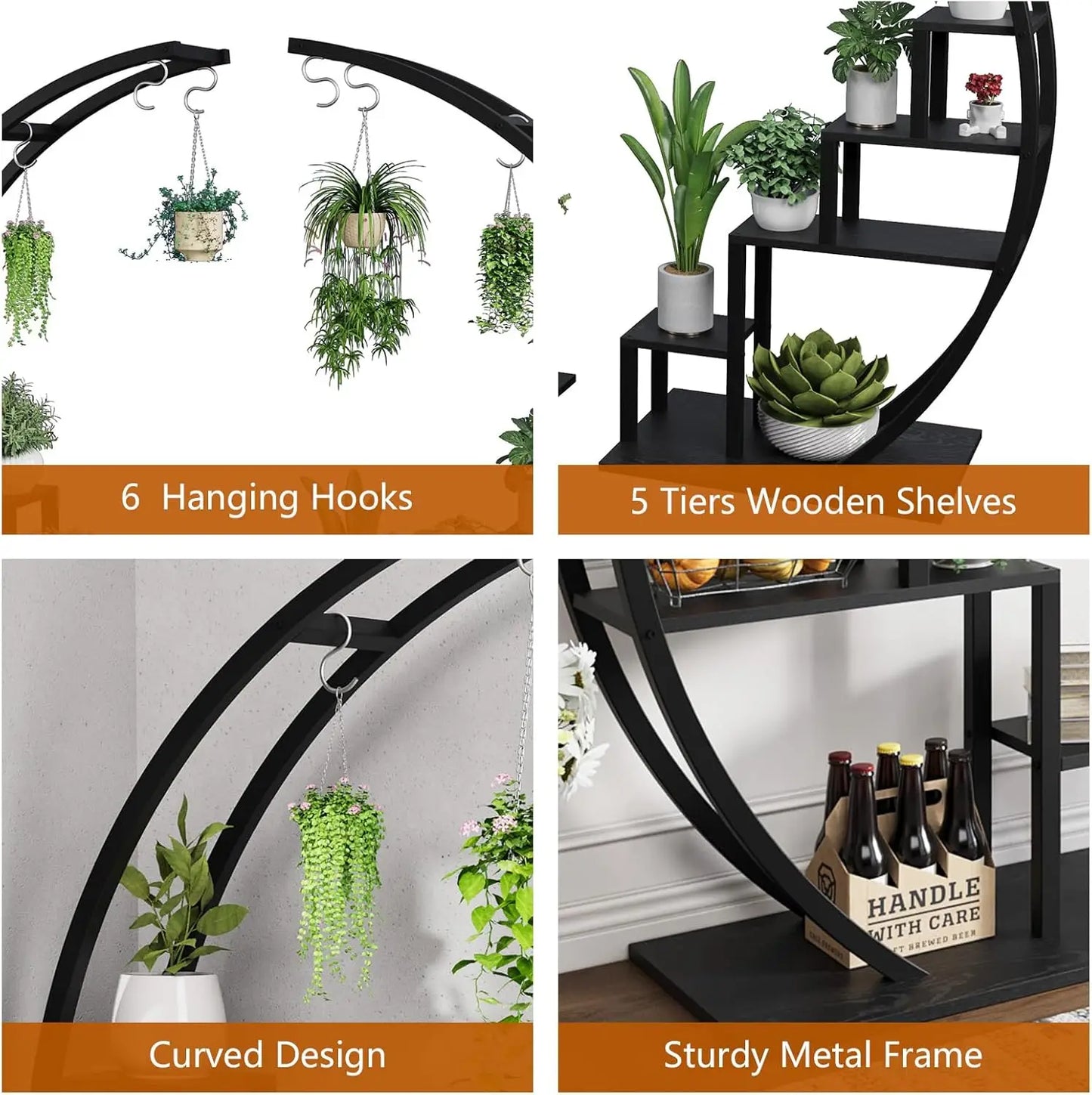 5 Tier Metal Plant Stand for Home and Garden