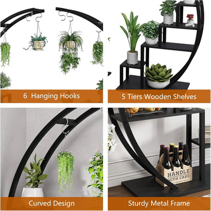 5 Tier Metal Plant Stand for Home and Garden