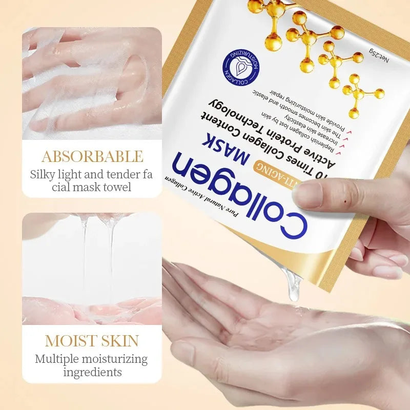 Collagen facial mask sheet by Silcy Skin, moisturizing and firming, 5/10/20/30pcs packaging on Tampa Home & Garden Store