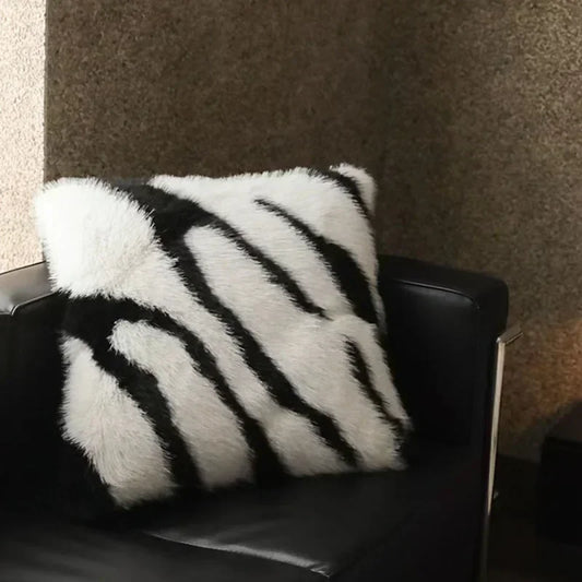 Luxe Faux Fox Fur Throw Pillows for Home Decor - Plush, Soft, Cozy Sofa Cushion