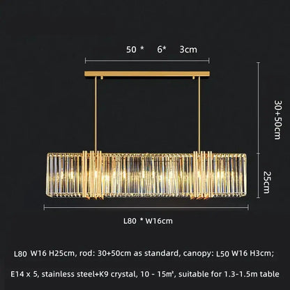 DecorBites Luxe E14 LED pendant chandelier in gold finish with prism crystals and 5 bulbs on Tampa Home & Garden Store