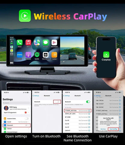 10.26-inch Portable CarPlay Screen wireless touchscreen car stereo display on Tampa Home & Garden Store