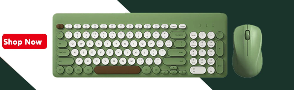 FLIPSTYLEZLLC wireless keyboard and mouse set in green with white keys and green mouse, 2pc on Tampa Home & Garden Store