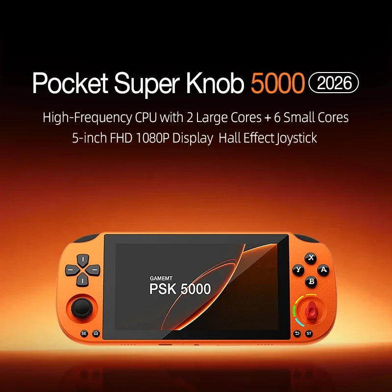 Orange PSK5000 handheld game console with Xbox/Switch layout, 5-inch FHD IPS display on Tampa Home & Garden Store