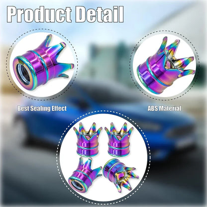 4pcs crown valve stem caps rainbow iridescent ABS by BikerZoneZ on Tampa Home & Garden Store