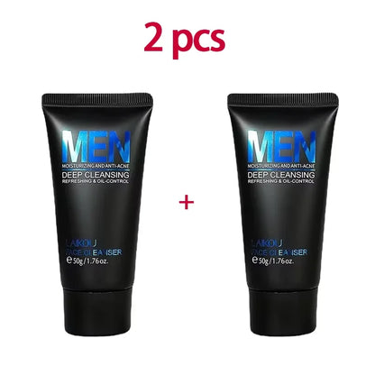 2 pcs LAIKOU Men Deep Cleansing Face Cleanser tubes, black 50g each, oil-control on Tampa Home & Garden Store