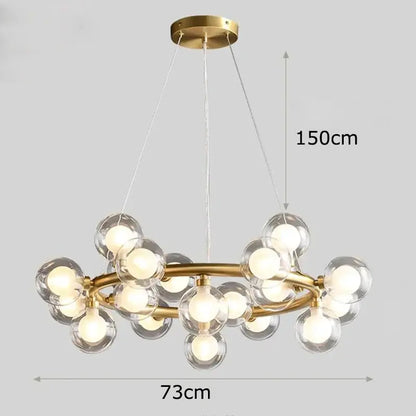 Decorbites LED pendant chandelier with gold ring and clear glass globe bulbs on Tampa Home & Garden Store