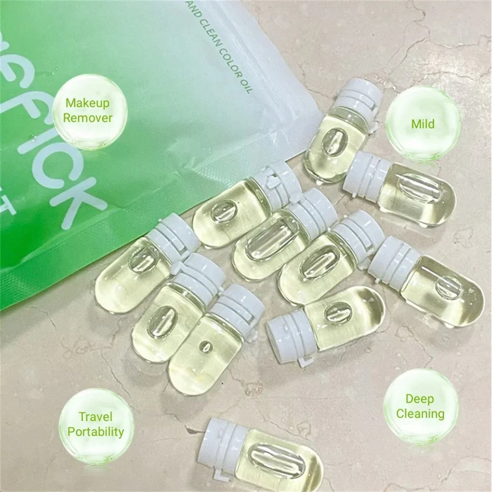 Silcy Skin camellia cleansing oil ampoules, clear plastic bottles with gray caps, travel set on Tampa Home & Garden Store