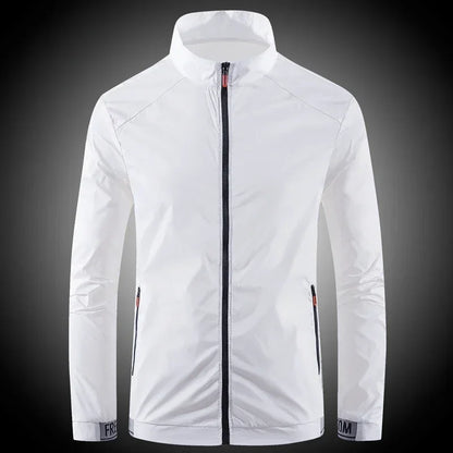 Men's white sunscreen jacket breathable waterproof UpTrend Deals with zip pockets on Tampa Home & Garden Store