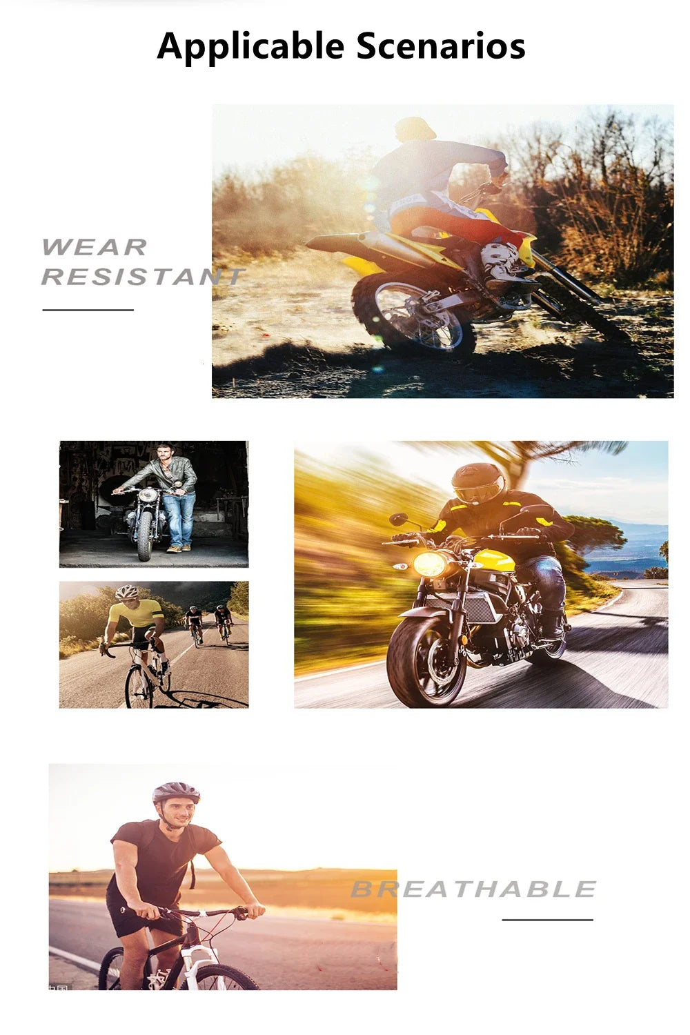 BikerZoneZ leather sheep motorcycle gloves collage: 5 rider scenes, waterproof, windproof on Tampa Home & Garden Store