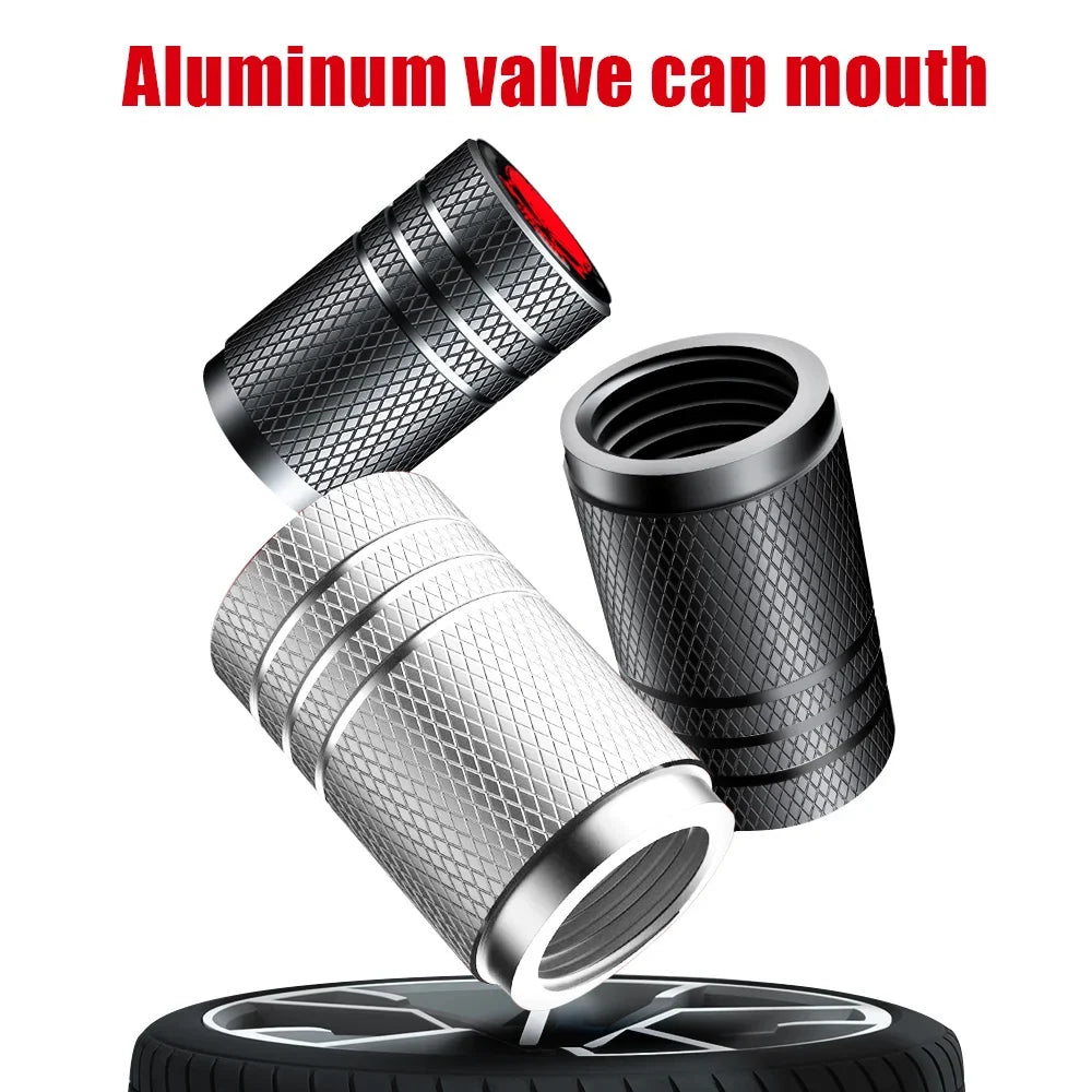 4pcs aluminum valve cap mouth valvecaps in silver and black knurled finish by BikerZoneZ on Tampa Home & Garden Store