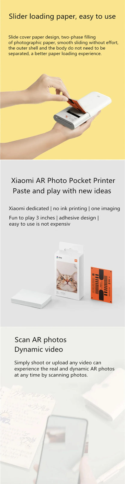 Portable photo printer by UpTrend Deals, white printer with orange paper on yellow backdrop on Tampa Home & Garden Store