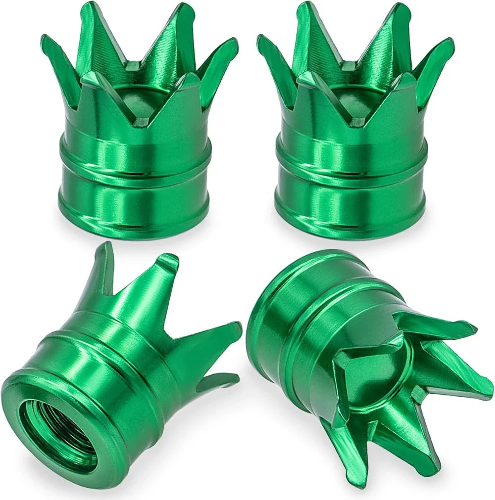 4-pack Crown Valve Stem Caps green aluminum BikerZoneZ on Tampa Home & Garden Store