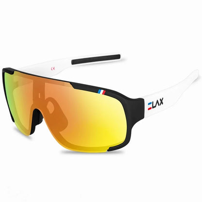 ELAX Sunglasses UV400 Outdoor Sport with white frame and yellow mirrored lenses on Tampa Home & Garden Store