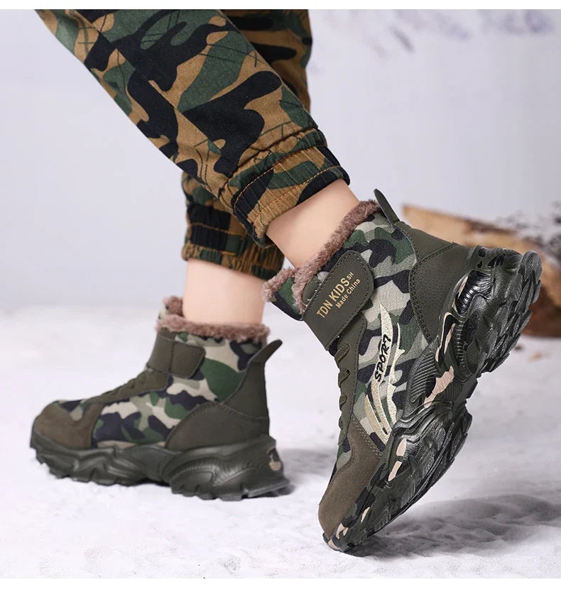 Kids Winter Snow Boots in plush camouflage with faux-fur lining and anti-slip sole UpTrend Deals on Tampa Home & Garden Store