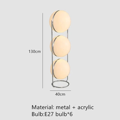 DecorBites LED floor lamp in chrome metal with white acrylic globe bulbs, 6 E27, 130 cm on Tampa Home & Garden Store