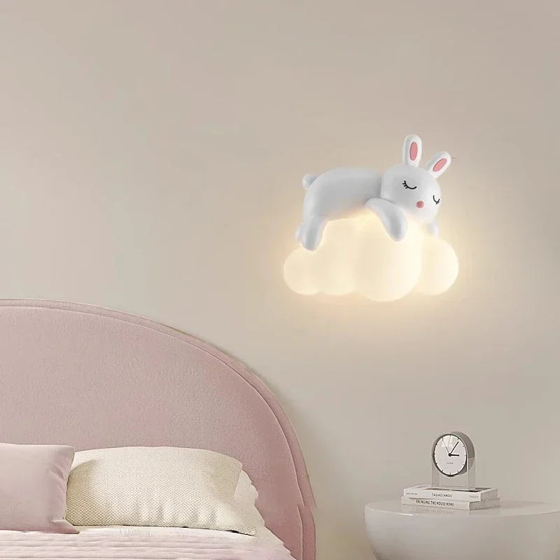 DecorBites Kids LED wall lamp with sleeping bunny on a glowing cloud night light for room on Tampa Home & Garden Store