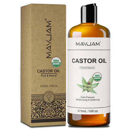 Castor oil bottle and box by MAYJAM with USDA Organic, 473mL on Tampa Home & Garden Store