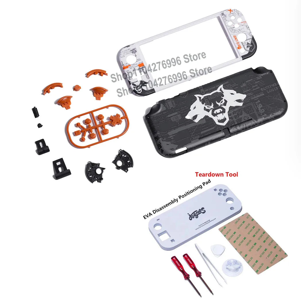 Switch Lite replacement shell kit with orange buttons and frame by FLIPSTYLEZLLC on Tampa Home & Garden Store