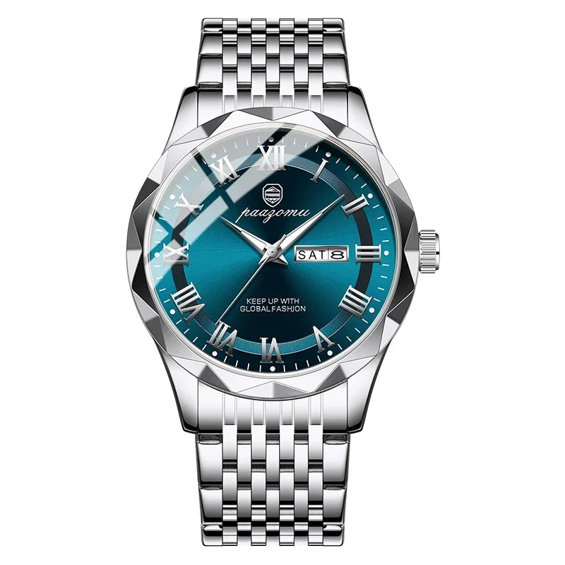 Men's minimalist quartz watch, stainless steel bracelet, day/date window UpTrend Deals on Tampa Home & Garden Store